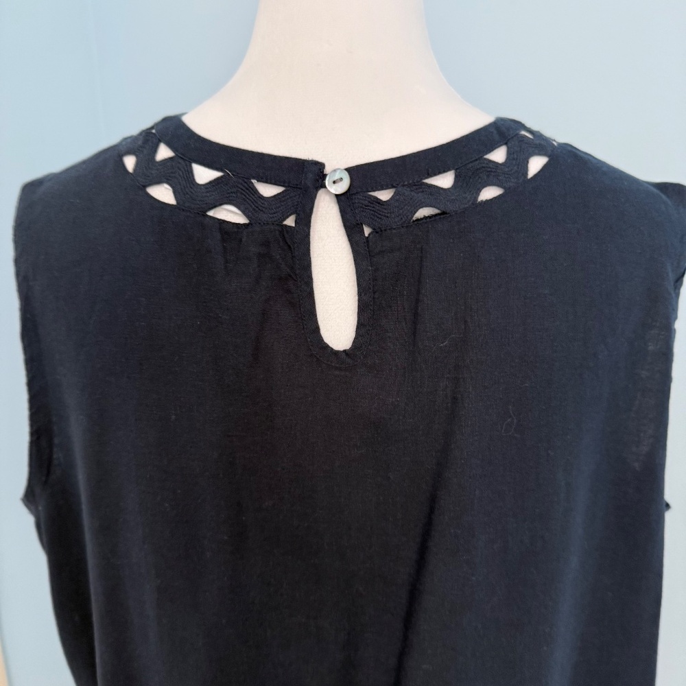 J Jill Women’s Navy Blue Linen Blend Sleeveless Tank Size XL - Picture 4 of 8